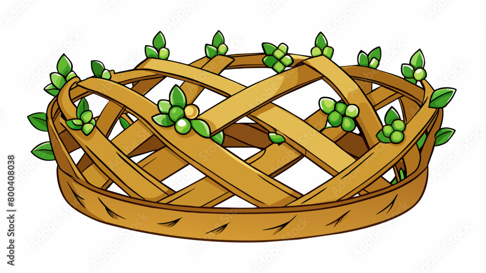 Poster the crown was made of woven vines and leaves giving it a natural and earthy feel. tiny flowers adorn