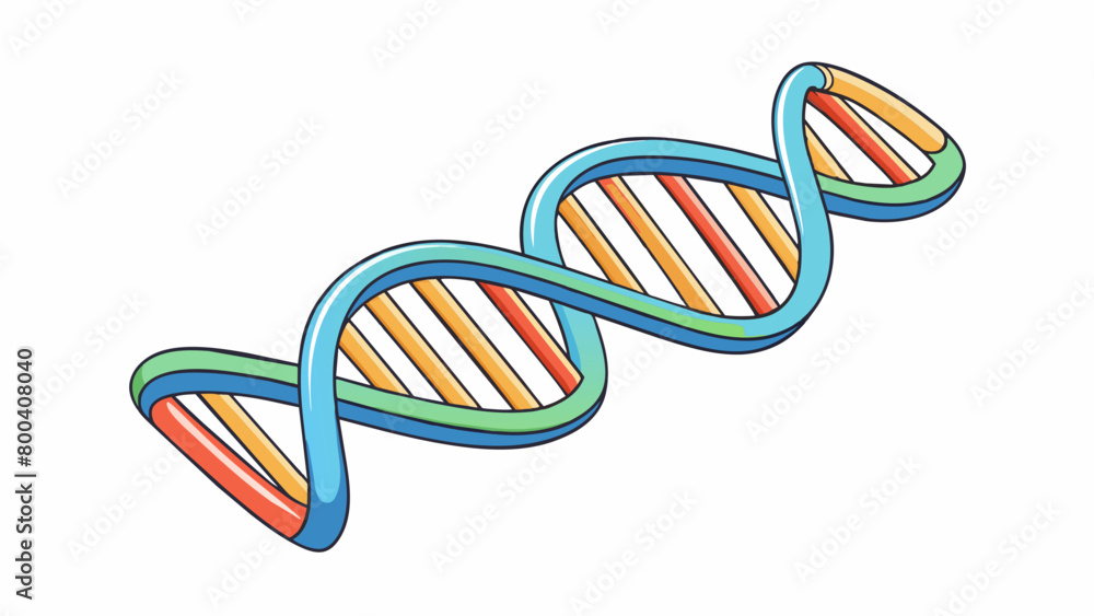 Poster The DNA helix can be compared to a tightly coiled spring with each coil containing important genetic instructions. This compact structure helps. Cartoon Vector.
