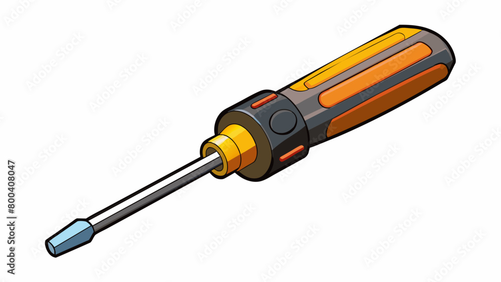 Poster The driver was an unassuming tool at first glance with a plain black handle and a metal shaft. However when you pressed a button on the handle the. Cartoon Vector.