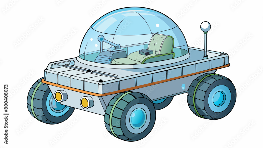 Poster the fifth lunar rover is an amphibious vehicle with a domeshaped body and a large transparent top fo