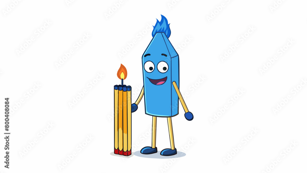 Poster the fourth match is a short chubby stick with a bright blue head. it appears to be vibrant and youth