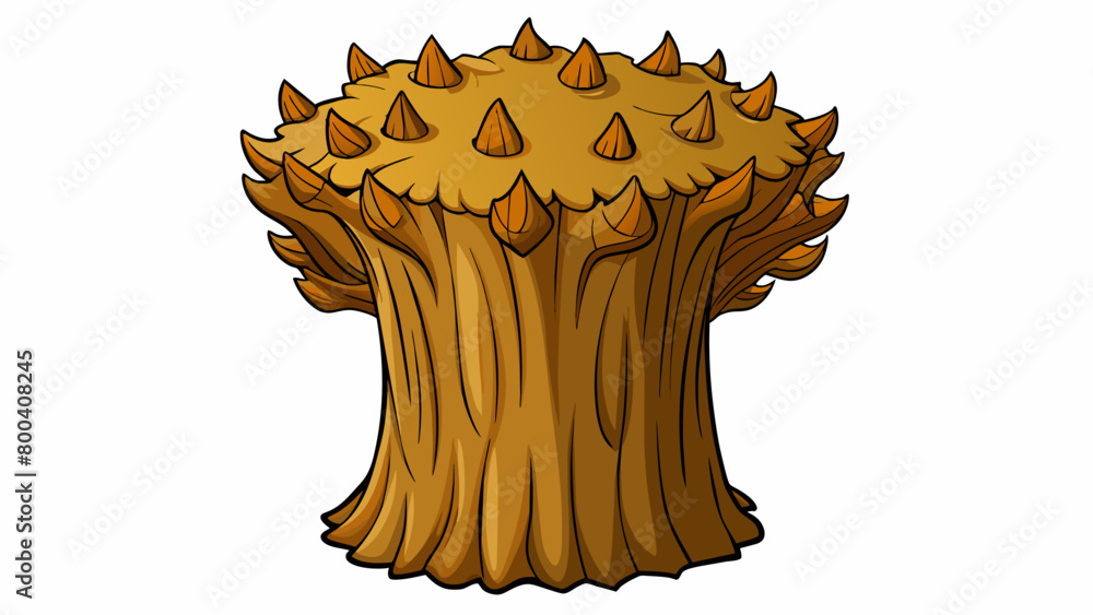 Poster The rough bark of the tree was covered in deep ridges and sharp knots.  on white background . Cartoon Vector.