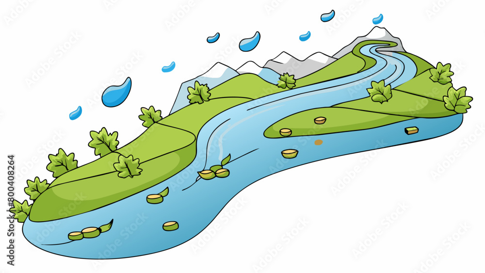 Aufkleber the river flows steadily its surface ruffled by a light breeze carrying small leaves and twigs on it