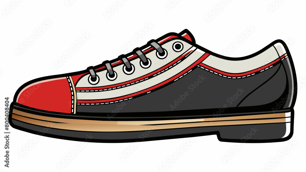 Poster these classic bowling shoes have a sleek allblack design with a shiny leather exterior. the heels ha