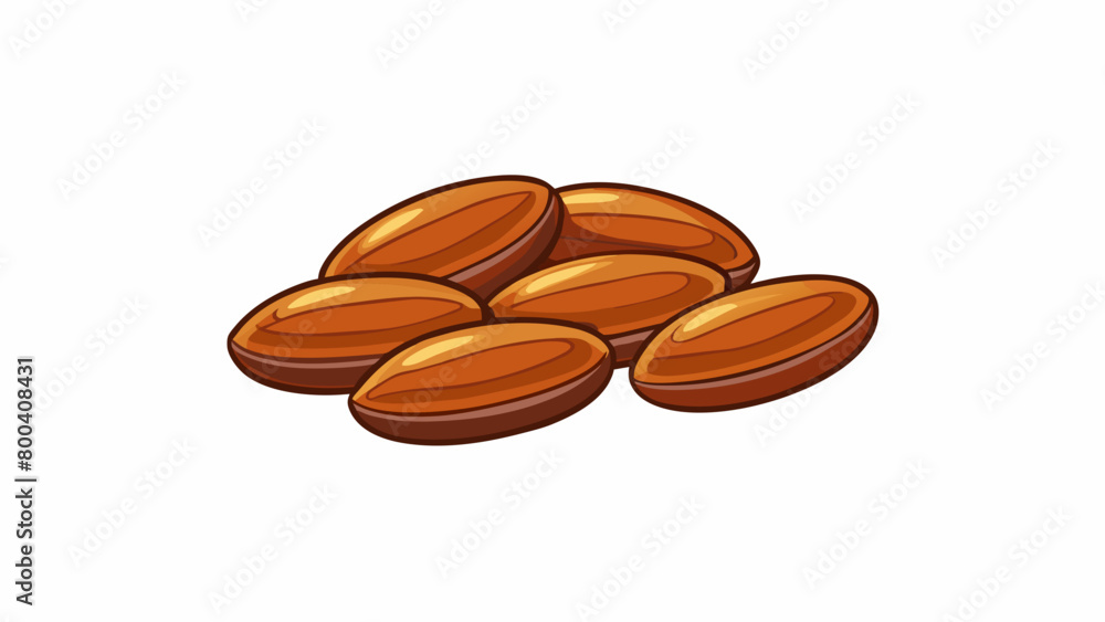 Poster These small and slender seeds have a flattened shape and a smooth shiny surface. They vary in color from a light golden brown to a darker reddish. Cartoon Vector.