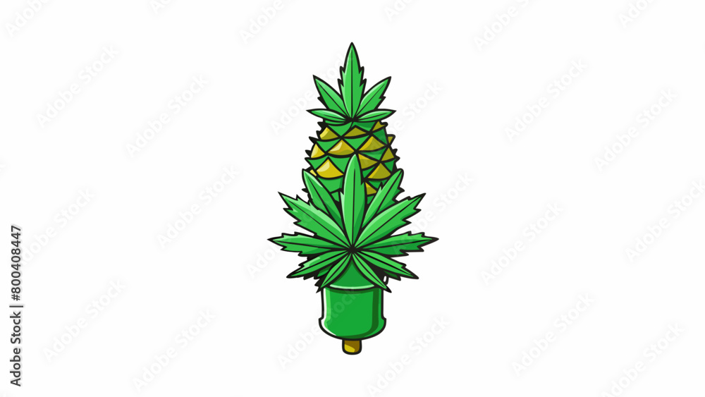 Poster thick sy stalk topped with a verdant green crown of tiny compact buds. on white background . cartoon