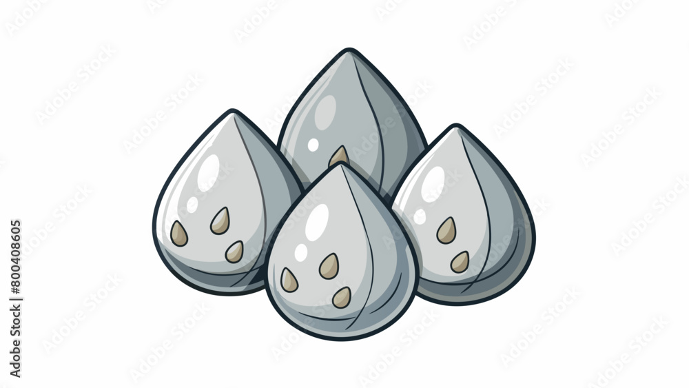 Poster Tiny teardropshaped seeds with a matte texture and mottled coloring of white and gray. They are only a few millimeters in size and have a light nutty. Cartoon Vector.
