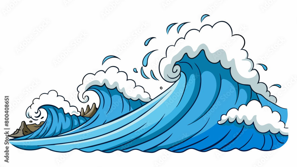 Poster waves crashed violently against the shore as the hurricane approached. the once calm ocean now trans