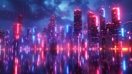 Retro-futurist cityscapes come alive in neon.