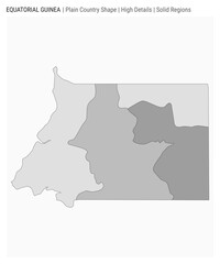 Equatorial Guinea plain country map. High Details. Solid Regions style. Shape of Equatorial Guinea. Vector illustration.