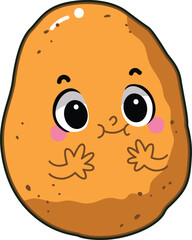 Obraz premium Easy vegetables drawing. Cute veggie herbs vector icon. Funny cartoon vegetable elements. Family fruit and veggie. 