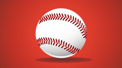 Bold and graphic baseball illustration with clean lines on a saturated red background, perfect for sports design