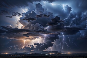 A Spectacular Display of Lightning and Thunder in a Big Storm Cloud