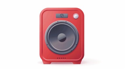 Fototapeta premium An isolated illustration of a portable wireless speaker on a white background, showcasing its ability to connect with a smartphone for music playback. Presented as a vector icon.