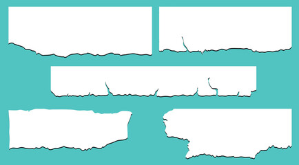 Set of ripped and torn paper sheets with texture.