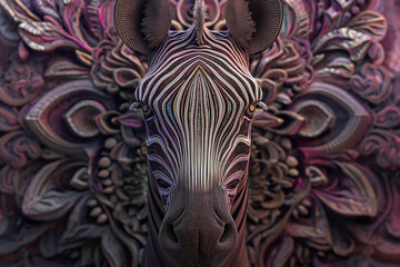 dmt art style,face of zebra