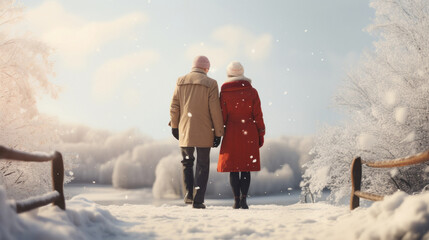 Senior couple in winter wear