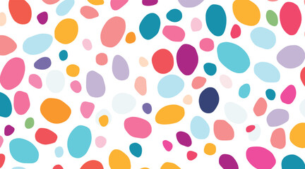 Colorful oval shapes pattern, seamless background. Colorfull flat vector illustration of colorful spots on white background 