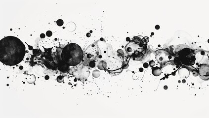 Abstract ink splashes forming circles on white background Generative AI