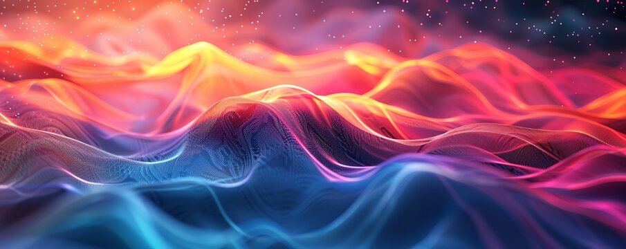 ull frame shot of abstract background with colorful wavy lines
