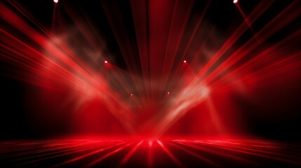 Vibrant red laser beams creating a dynamic pattern of light against a dark background, illustrating energy and motion