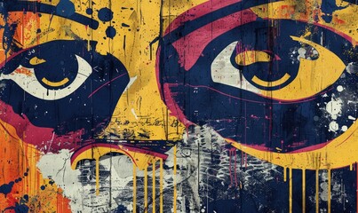 Obraz premium Abstract graffiti-style artwork with vibrant eyes motif