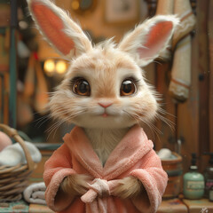 bunny in a bathrobe