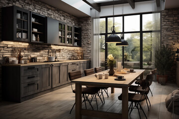 Contemporary rustic kitchen interior design.