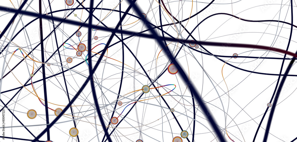 Poster Falling cyber particles. Big data stream. 3d