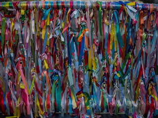 Love ribbons on the bridge over portuguese venice in Aveiro