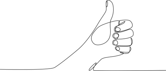 continuous single line drawing of hand in thumbs up gesture, line art vector illustration © Christian Horz