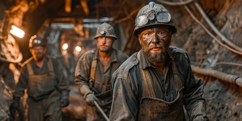 Fototapeta premium miners in a rugged setting