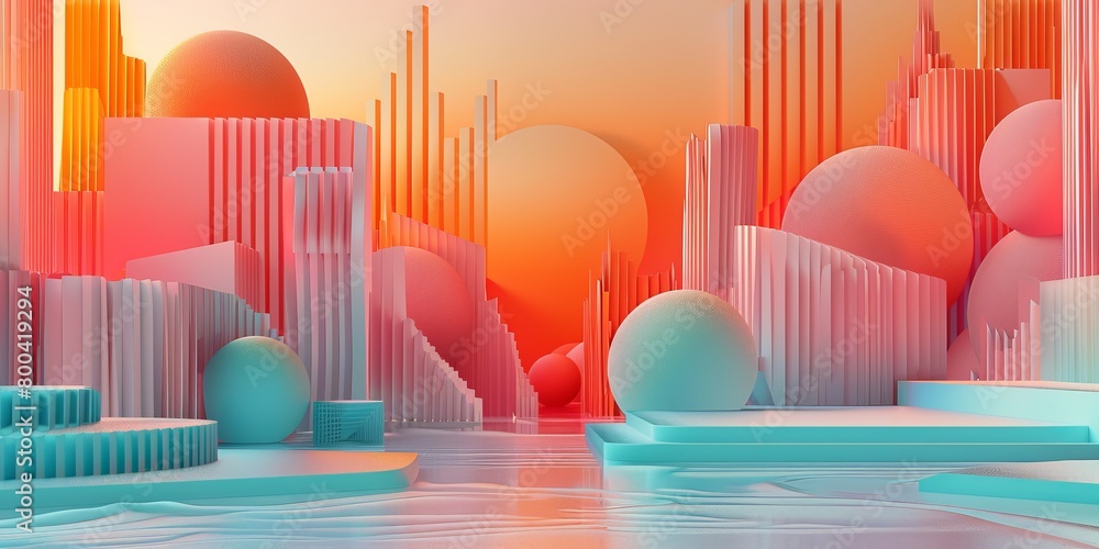Aufkleber pastel colored tech background with a geometric 3d structure. clean, minimal design with simple futu