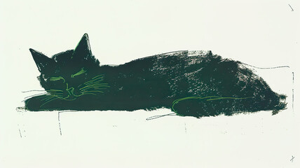 Serene Black Cat Illustration