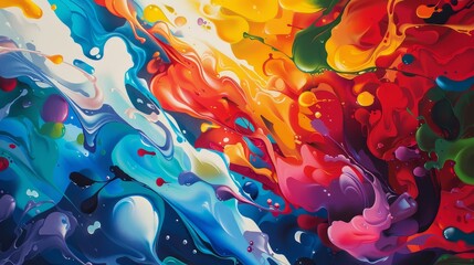 Colorful abstract painting with vibrant colors and a fluid, dynamic composition.