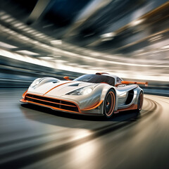 Hypercar in Accelerated Motion on a Professional Racetrack