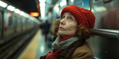 Obraz premium Portrait of a woman in the subway
