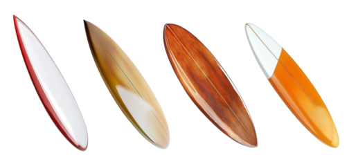 surfboard collection isolated on a transparent background