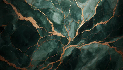  A luxurious green-colored marble surface with intricate gold veins