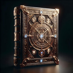 ornate cover of ancient fantasy old book