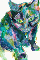 Vibrant Abstract Cat