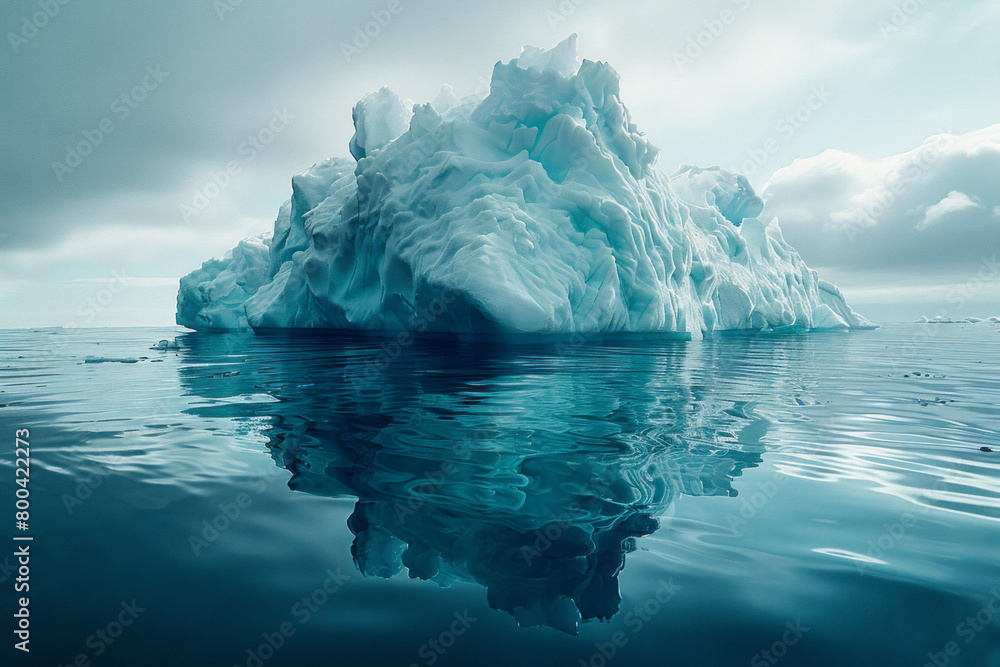 Poster A conceptual image of an iceberg, with visible and submerged portions, representing hidden water resources,