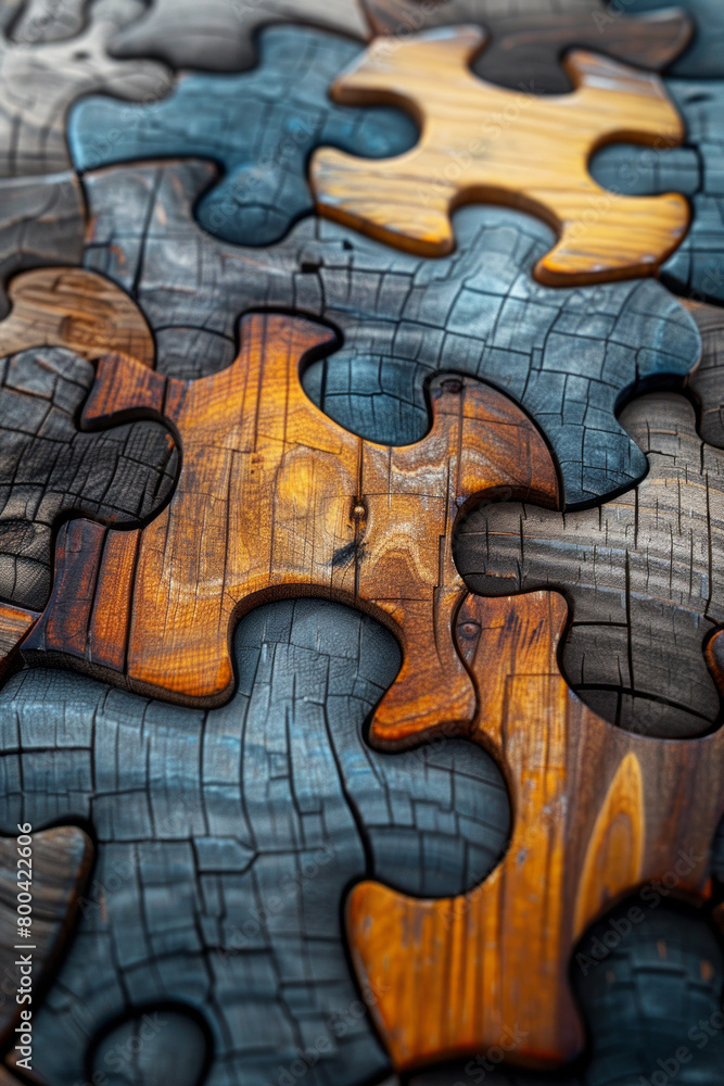Poster A conceptual artwork showing a puzzle where each piece is a word, and together they form a complete image advocating for unity,