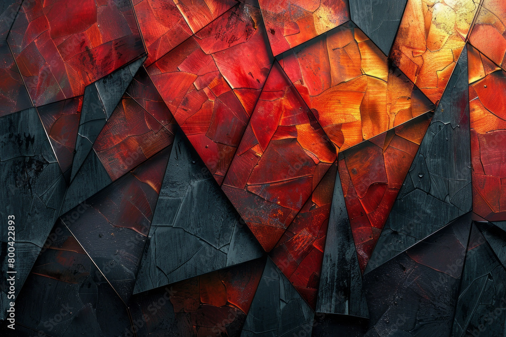 Leinwandbilder an image of sharp angles and pointed shapes in a chaotic arrangement, colored in urgent reds and war