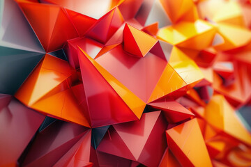 An image of sharp angles and pointed shapes in a chaotic arrangement, colored in urgent reds and warning yellows, calling for immediate action, - obrazy, fototapety, plakaty