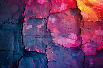 Fototapeta premium An abstract portrayal of a barrier, with cracks filled with vibrant, glowing colors, representing breaking through the barriers of discrimination,