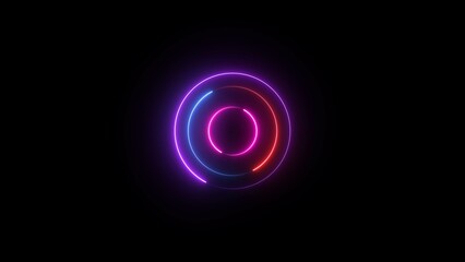 Abstract neon location icon and neon circle illustration background.
