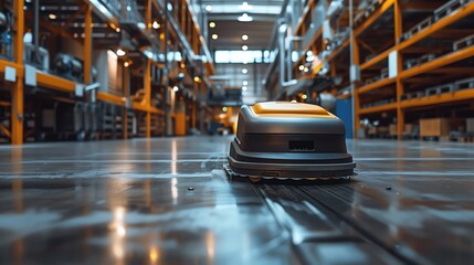 A robotic cleaning system autonomously navigating and cleaning floors in a large industrial workshop