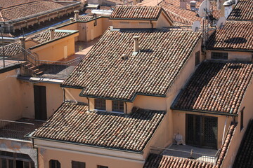 Mantova Italy 10 09 2023 . Red tiled roofs in the city of Mantua.