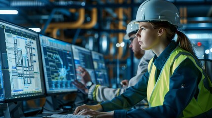 Engineers Operating Control Room Computers